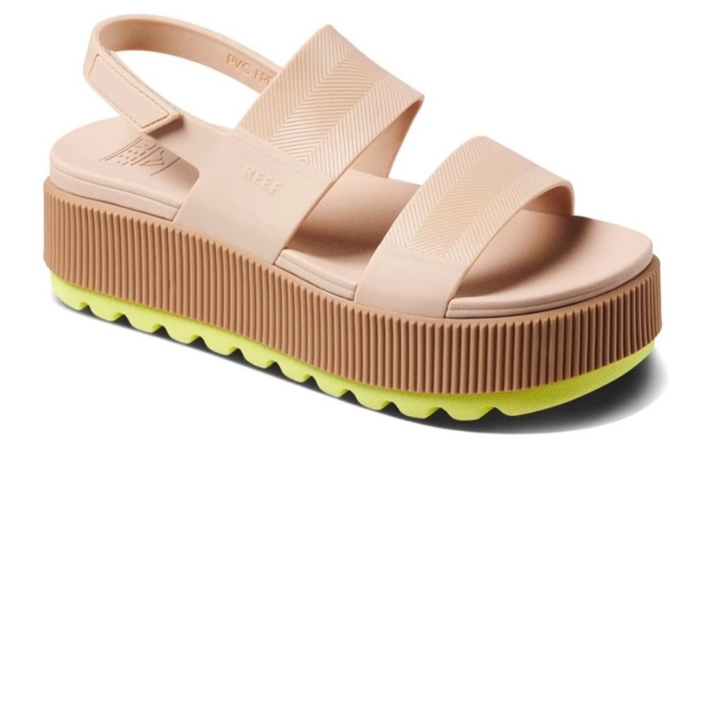 Reef Platform Sandal in Blush and Neon Yellow